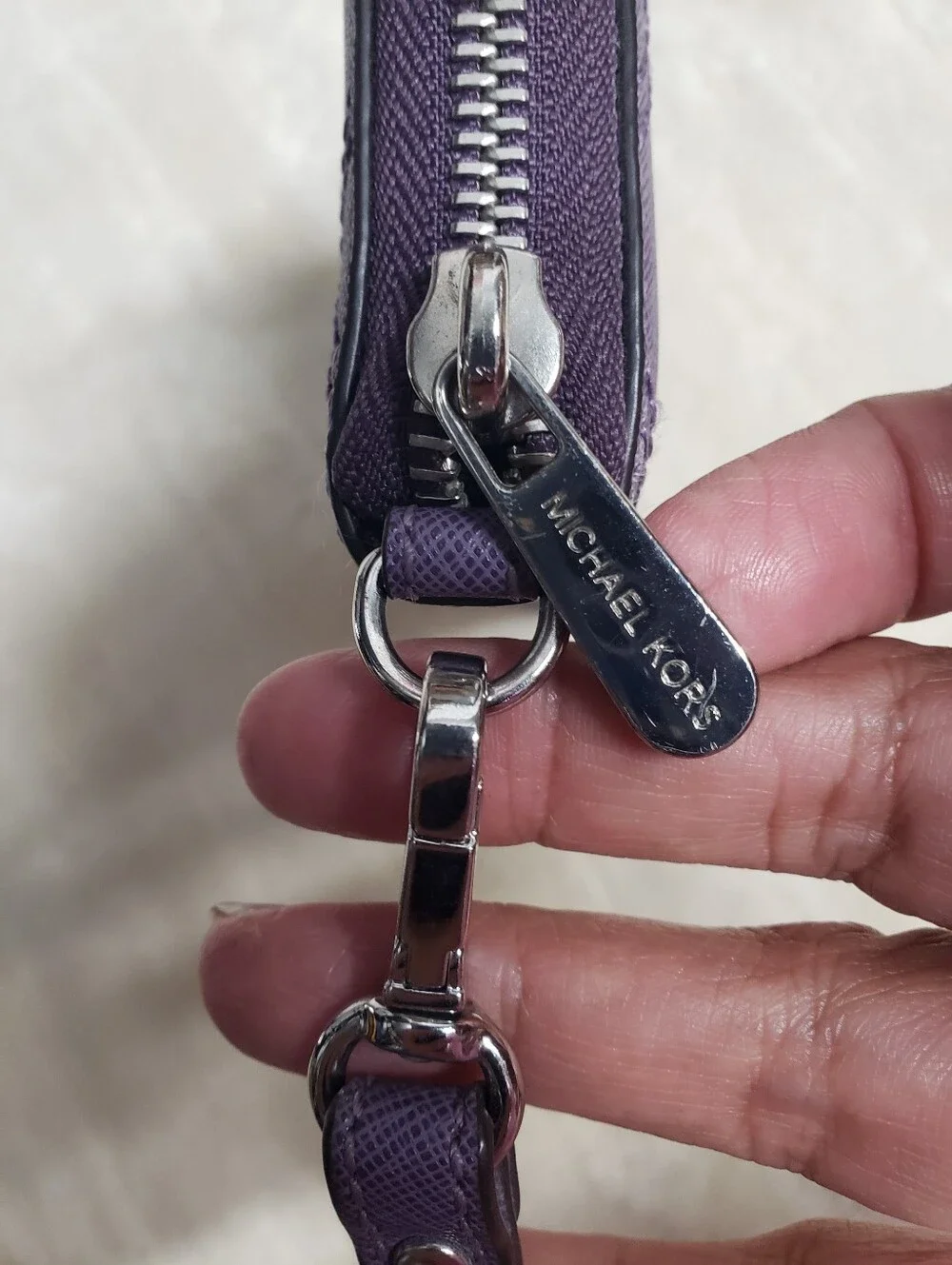Michael Kors Purple Quilted Zip-Around Wristlet Wallet